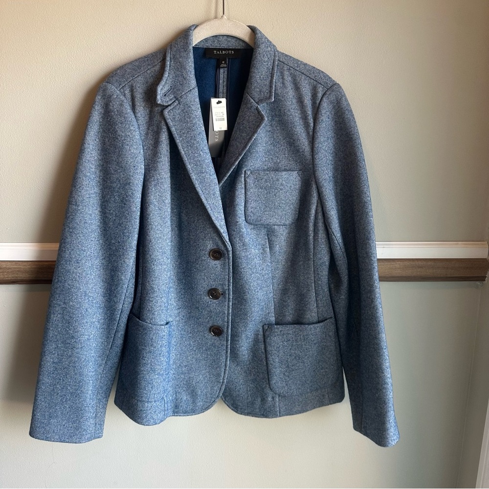 Talbots Blue Wool Blend Aberdeen Blazer Preppy Academia